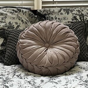 Round Pink Tufted Decorative Pillow